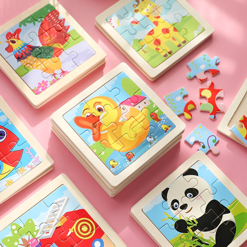 Cpc Ce Children'S Wooden Puzzle 9 Pieces Cartoon Animal Puzzle Kindergarten Baby Early Education Educational Toys - Image 3